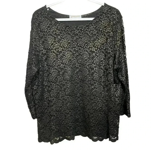 Grayson Holiday  Season Black/Gold Boatneck Collar, Long Sleeves, Stretch, Lined - Picture 1 of 7